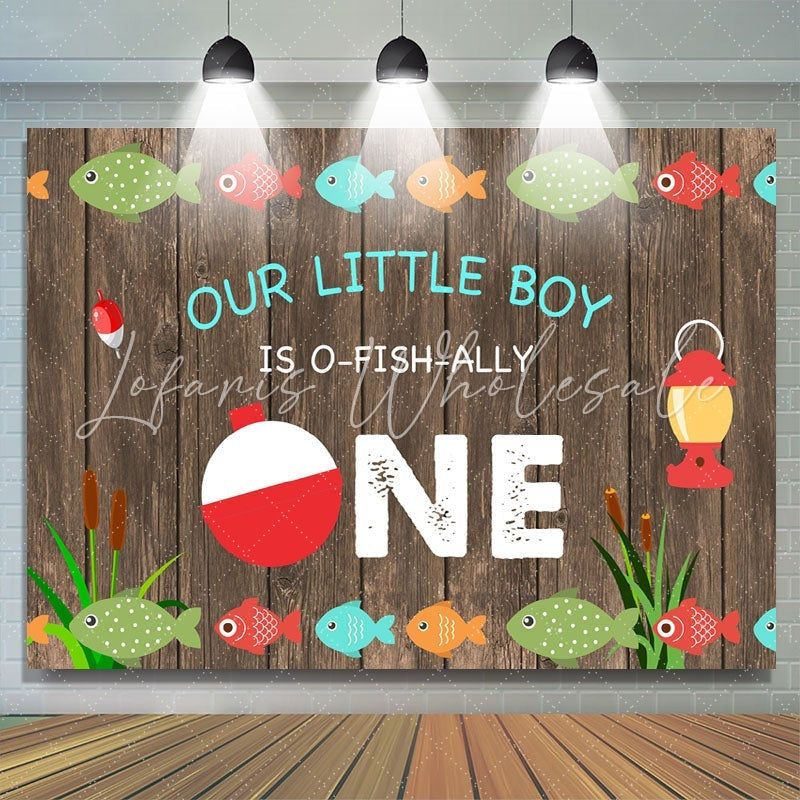 Lofaris Wood Gone Fishing Photoshoot backdrop for 1st Birthday