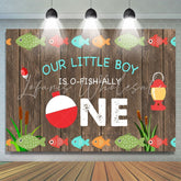 Lofaris Wood Gone Fishing Photoshoot backdrop for 1st Birthday