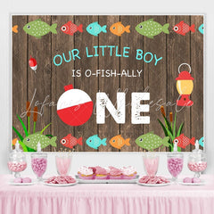 Lofaris Wood Gone Fishing Photoshoot backdrop for 1st Birthday