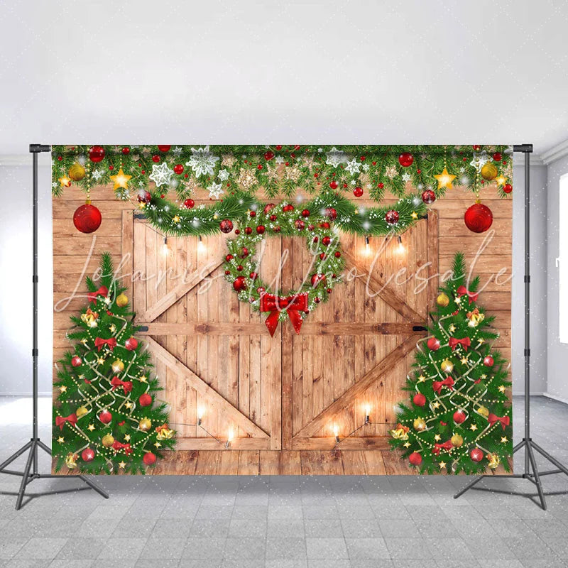 Lofaris Wood Light Door With Chrismas Tree Backdrop For Party