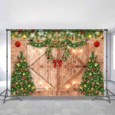 Lofaris Wood Light Door With Chrismas Tree Backdrop For Party
