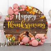 Lofaris Wood Turkey Maple Round Happy Thanksgiving Backdrop
