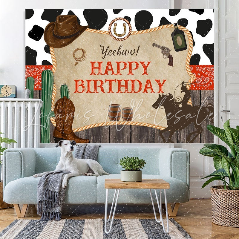 Lofaris Wooden And Horse Happy Birthday Backdorp For Party