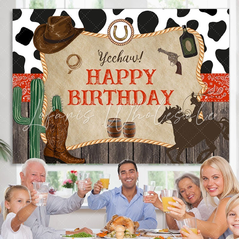 Lofaris Wooden And Horse Happy Birthday Backdorp For Party
