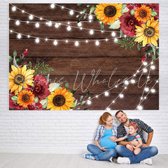 Lofaris Wooden And Sunflowers Baby Shower Backdrop For Girl