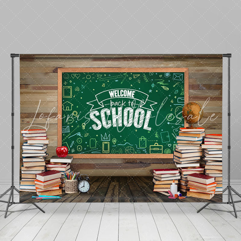 Lofaris Wooden Blackboard and Books Back to School Backdrop