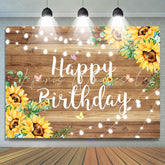 Lofaris Wooden Butterfly Sunflower Happy Birthday Backdrop