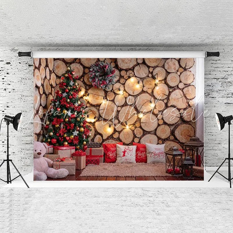 Lofaris Wooden Christmas Tree And Wreath Backdrop
