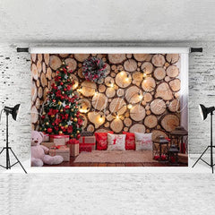 Lofaris Wooden Christmas Tree And Wreath Backdrop