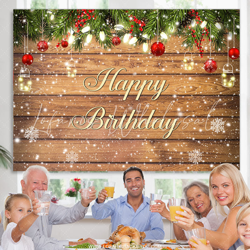 Lofaris Wooden Christmas Winter Snowflake Birthday Backdrop