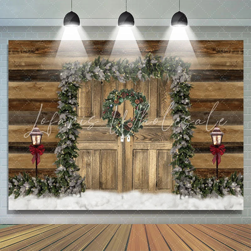 Lofaris Wooden Christmas Wreath With Lovely Lamb Holiday Backdrop