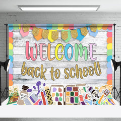 Lofaris Wooden Gold Glitter Welcome Back To School Backdrop