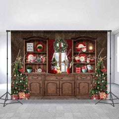 Lofaris Wooden Storage Cabinet Tableware Christmas Backdrop
