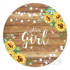 Lofaris Wooden Sunflower Its A Girl Circle Baby Shower Backdrop