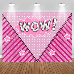 Lofaris Wow Pink Sparkle Stripe Birthday Backdrop For Girls