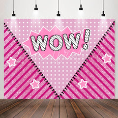 Lofaris Wow Pink Sparkle Stripe Birthday Backdrop For Girls