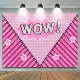 Lofaris Wow Pink Sparkle Stripe Birthday Backdrop For Girls