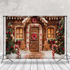 Lofaris Xmas Tree Gingerbread House Christmas Photo Backdrop