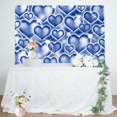 Y2K Glitter Blue Heart Early 2000s Sweetheart Photography Backdrop