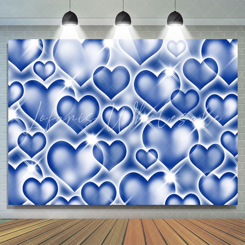 Y2K Glitter Blue Heart Early 2000s Sweetheart Photography Backdrop