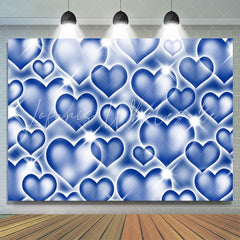 Y2K Glitter Blue Heart Early 2000s Sweetheart Photography Backdrop