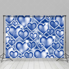 Y2K Glitter Blue Heart Early 2000s Sweetheart Photography Backdrop