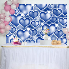 Y2K Glitter Blue Heart Early 2000s Sweetheart Photography Backdrop
