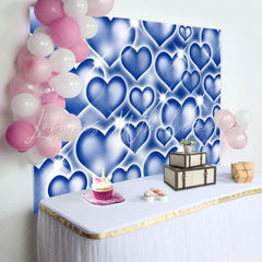 Y2K Glitter Blue Heart Early 2000s Sweetheart Photography Backdrop