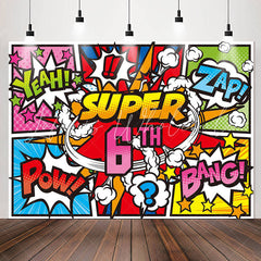 Lofaris Yeah Zap Pow Caricature Super 6th Birthday Backdrop
