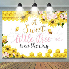 Lofaris Yellow And Pink Flowers Bee Theme Baby Shower Backdrop