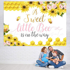 Lofaris Yellow And Pink Flowers Bee Theme Baby Shower Backdrop