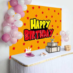 Yellow And Red Stars Pokemon Anime Theme Birthday Party Backdrop