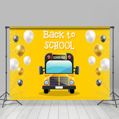 Lofaris Yellow Balloons Bus Back To School Party Backdrop