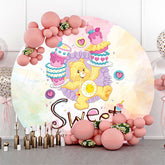 Lofaris Yellow Bear Cakes Watercolor Sweet Birthday Backdrop