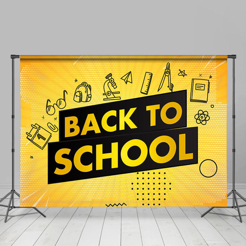 Lofaris Yellow Black Stationery Line Back To School Backdrop