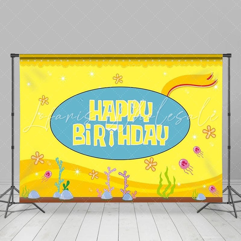 Yellow Cartoon Backdrop for Kids Birthday Party Decoration