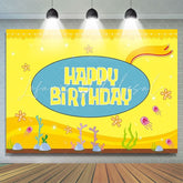Yellow Cartoon Backdrop for Kids Birthday Party Decoration