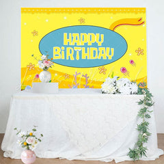 Yellow Cartoon Backdrop for Kids Birthday Party Decoration