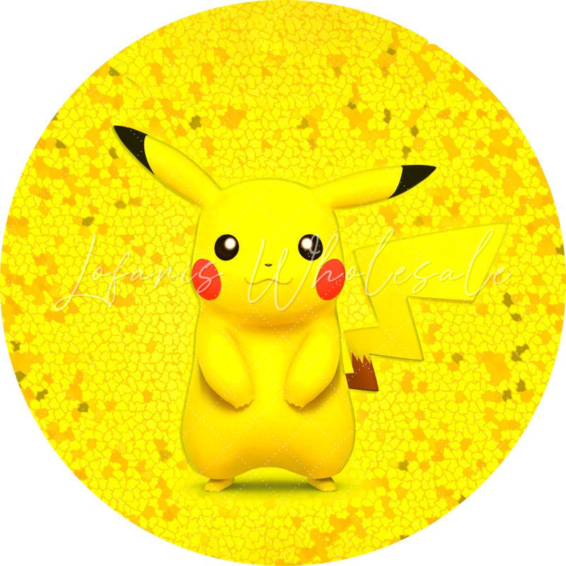 Lofaris Yellow Cartoon Character Round Birthday Party Backdrop