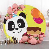 Lofaris Yellow Cute Panda Cake Round Happy Birthday Backdrop