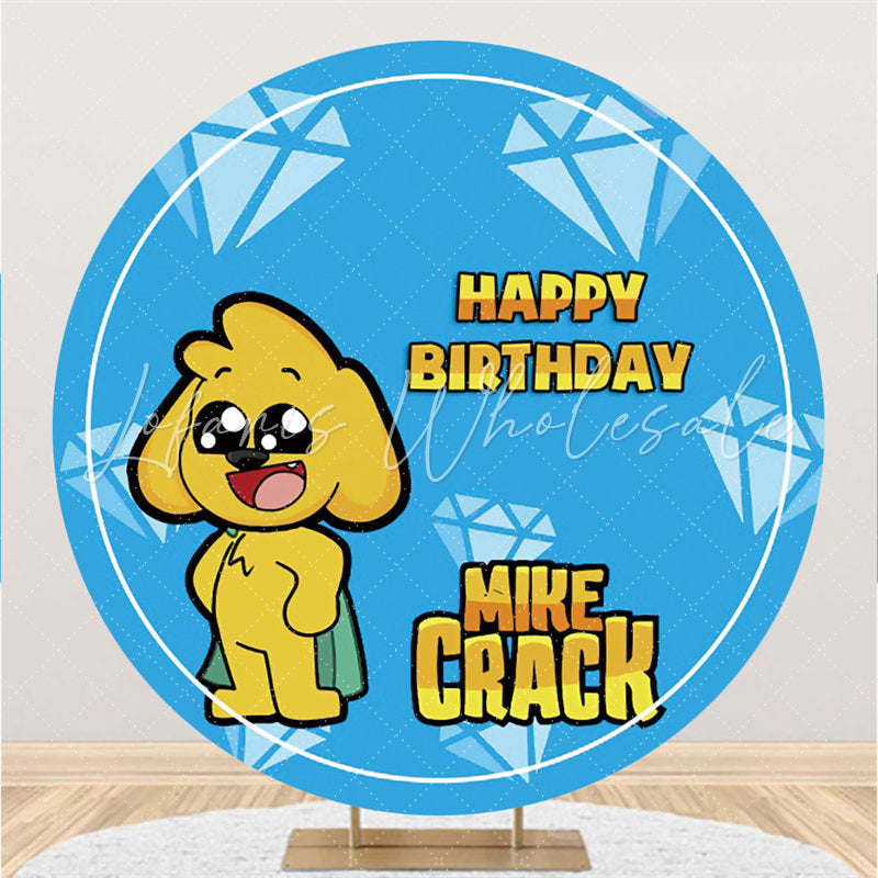 Lofaris Yellow Dogs Round Blue Boys Happy Birthday Backdrop