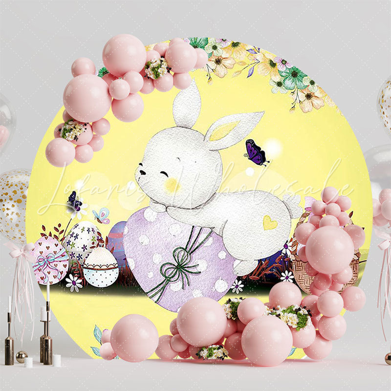 Yellow Easter Bunny Round Backdrop for Easter Celebration