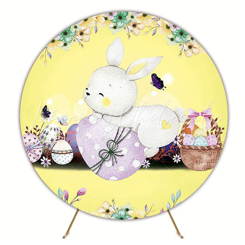 Yellow Easter Bunny Round Backdrop for Easter Celebration
