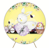 Yellow Easter Bunny Round Backdrop for Easter Celebration