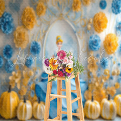 Yellow Floral Pumpkin Princess Cinderella Backdrop