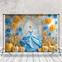 Yellow Floral Pumpkin Princess Cinderella Backdrop