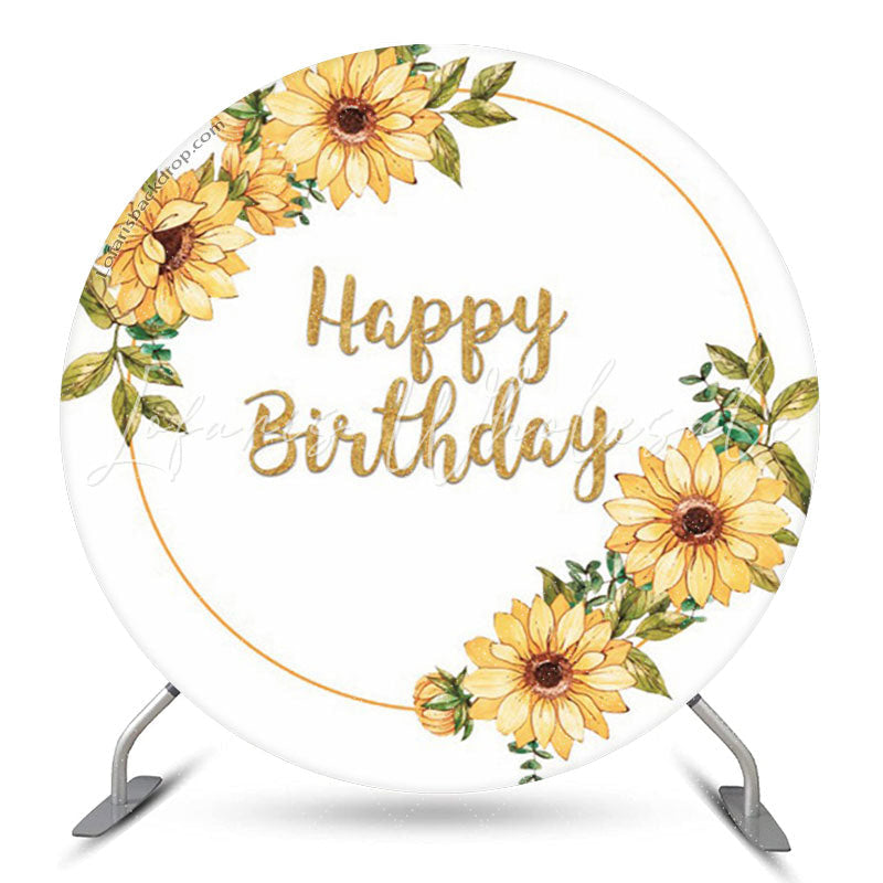 Lofaris Yellow Floral White Boho Round Backdrop For Birthday