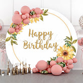 Lofaris Yellow Floral White Boho Round Backdrop For Birthday