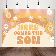 Lofaris Yellow Here Comes The Son Floral Baby Shower Backdrop