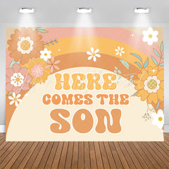 Lofaris Yellow Here Comes The Son Floral Baby Shower Backdrop